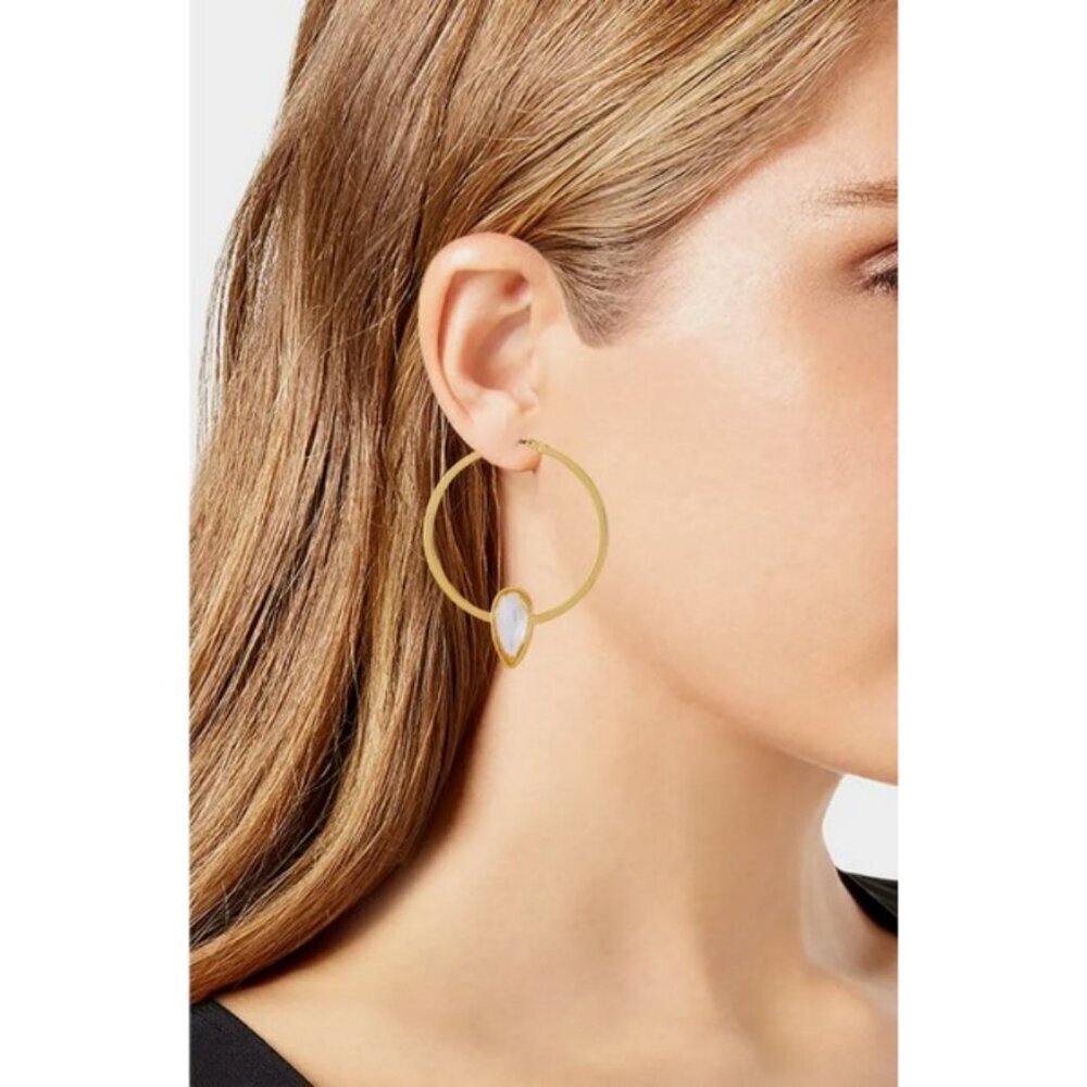 Vince Camuto Crystal Teardrop Hoop Earrings Nwt